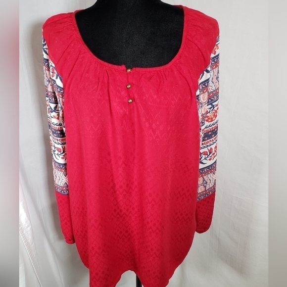 Style & Co Red Loose fitted Blouse Sz XL - Picture 2 of 10